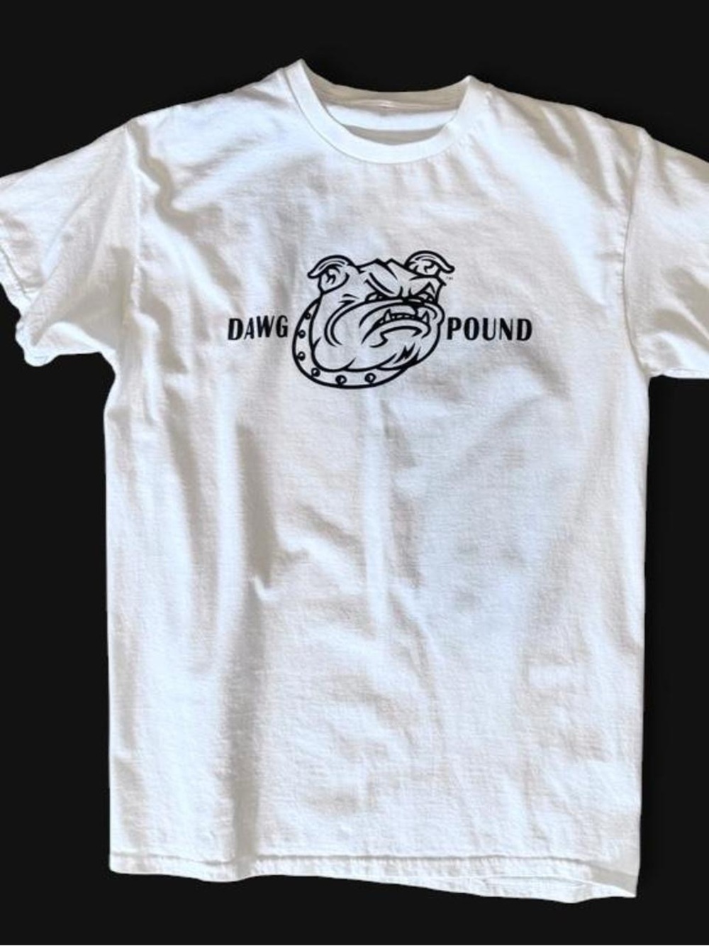 Dawg Pound Bulldog Graphic T-Shirt White Black Estimated Small